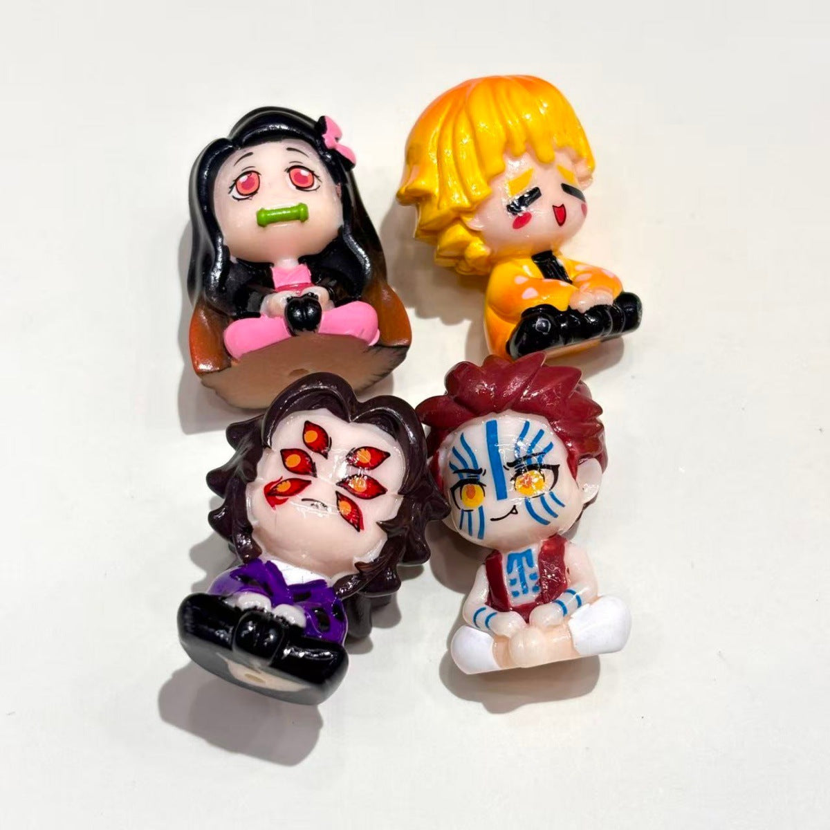 3D Chibi Demon Hunter Acrylic Focal Beads, Anime Samurai & Upper Moon Sitting Figure Beads for DIY Beadable Pens & Keychains