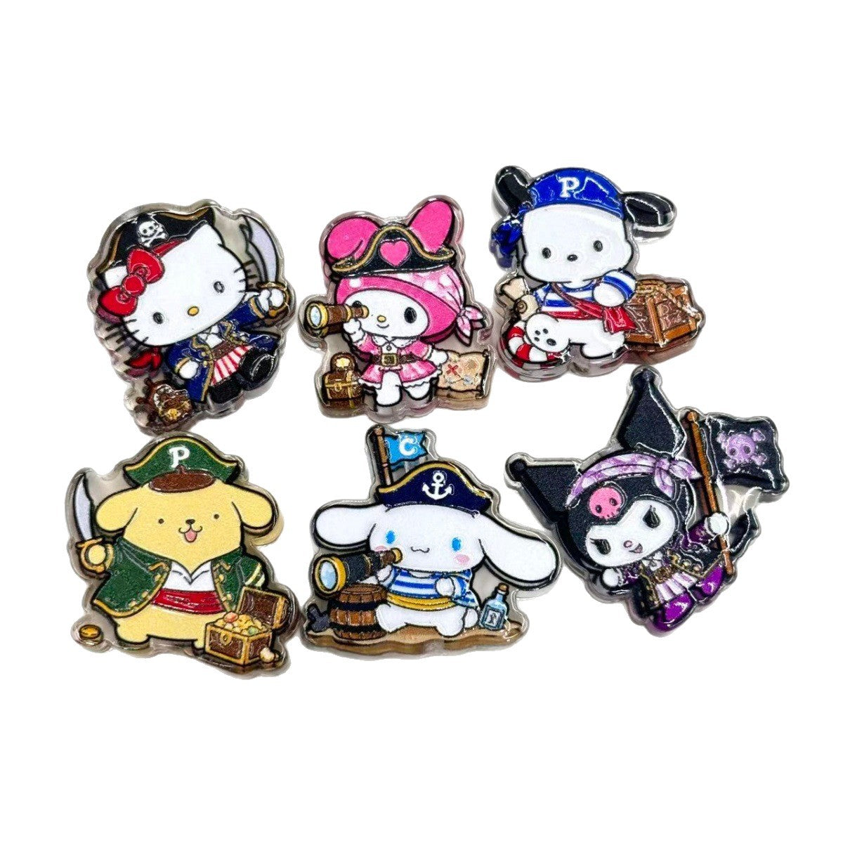 Kawaii Pirate Mascot Acrylic Focal Beads, Cute Anime Animal Sailors & Treasure Hunter Beads for DIY Beadable Pens & Keychains