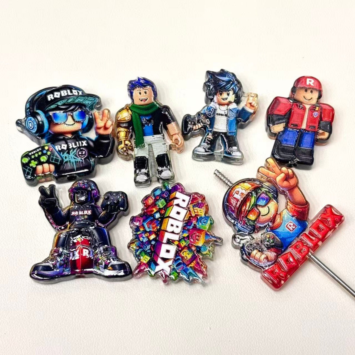 Sandbox Block Gamer Acrylic Focal Beads, Metaverse Pixel Adventurer & Headset Boy Beads for DIY Beadable Pens & Keychains