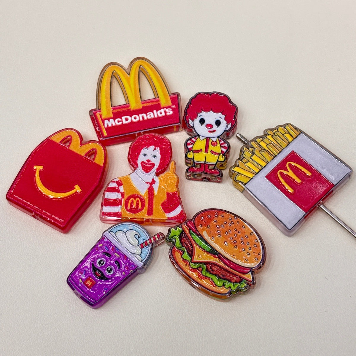 Fast Food Culture Acrylic Focal Beads, Golden Arches & French Fries Burger Beads for DIY Beadable Pens & Keychains