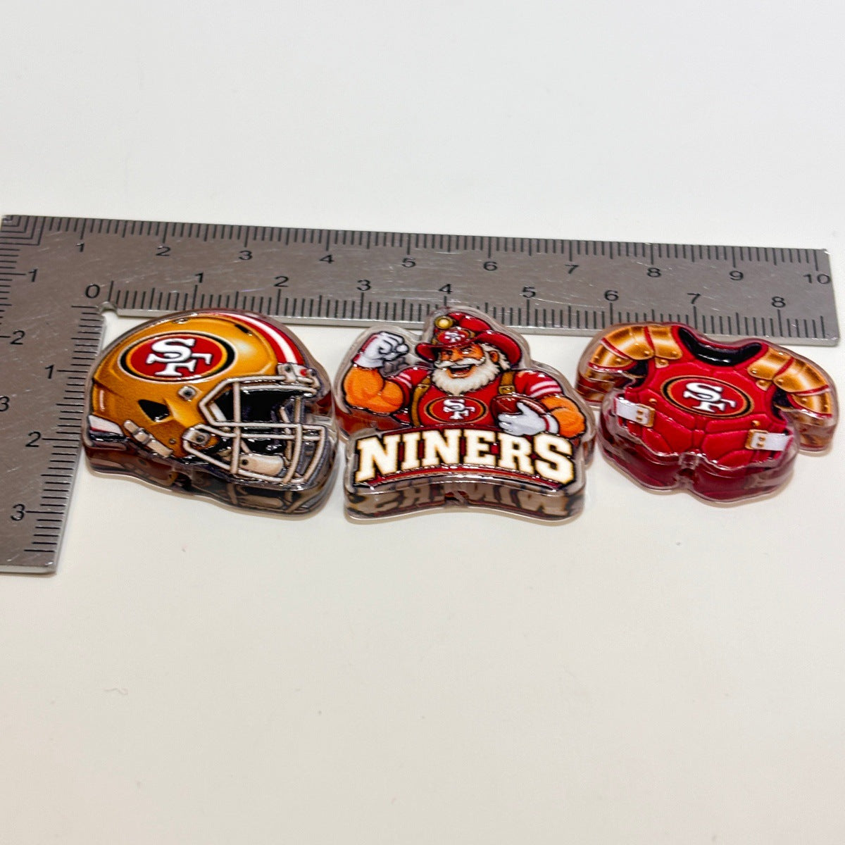 Red & Gold Football Faithful Acrylic Focal Beads, Gold Helmet & Coach Whistle Beads for DIY Beadable Pens & Keychains