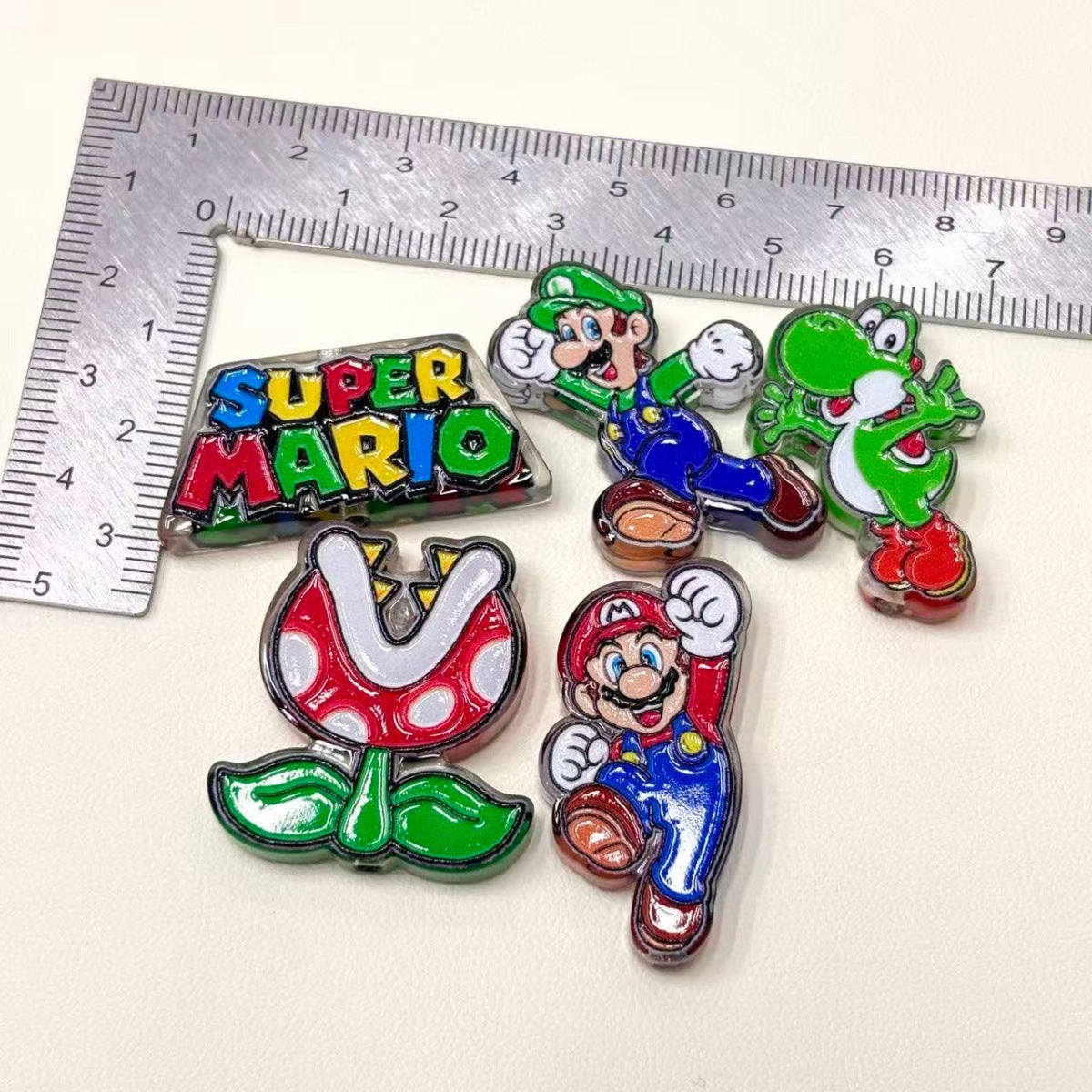 Retro Arcade Game Acrylic Focal Beads, Jumping Plumber Bros & Mushroom Pal Beads for DIY Beadable Pens & Keychains