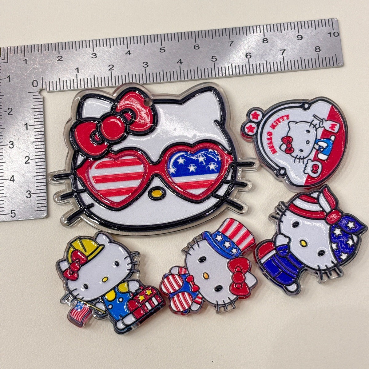 Patriotic Star-Spangled Mascot Acrylic Focal Beads, American Flag Bow & Uncle Sam Hat Beads for DIY Beadable Pens & Keychains