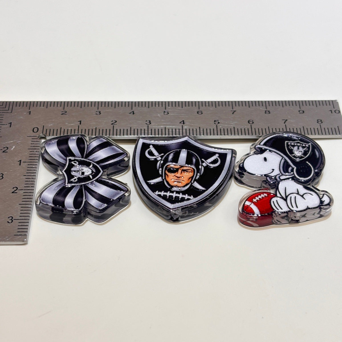 Silver & Black Football Dynasty Acrylic Focal Beads, Pirate Mascot & Cheerleader Girl Beads for DIY Beadable Pens & Keychains