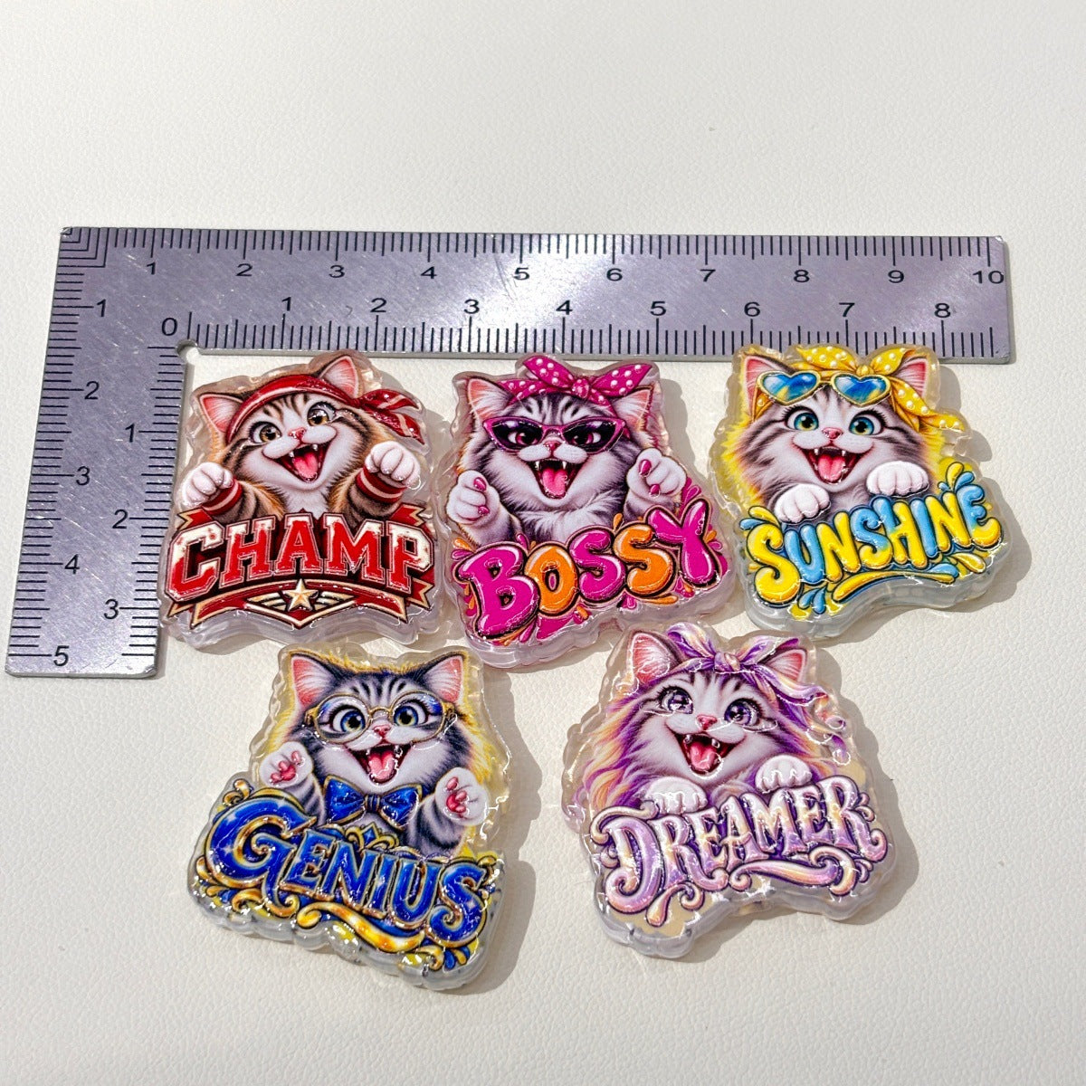 Cute Cat Personality Slang Acrylic Focal Beads, Retro Dreamer & Bossy Kitten Beads for DIY Beadable Pens & Keychains