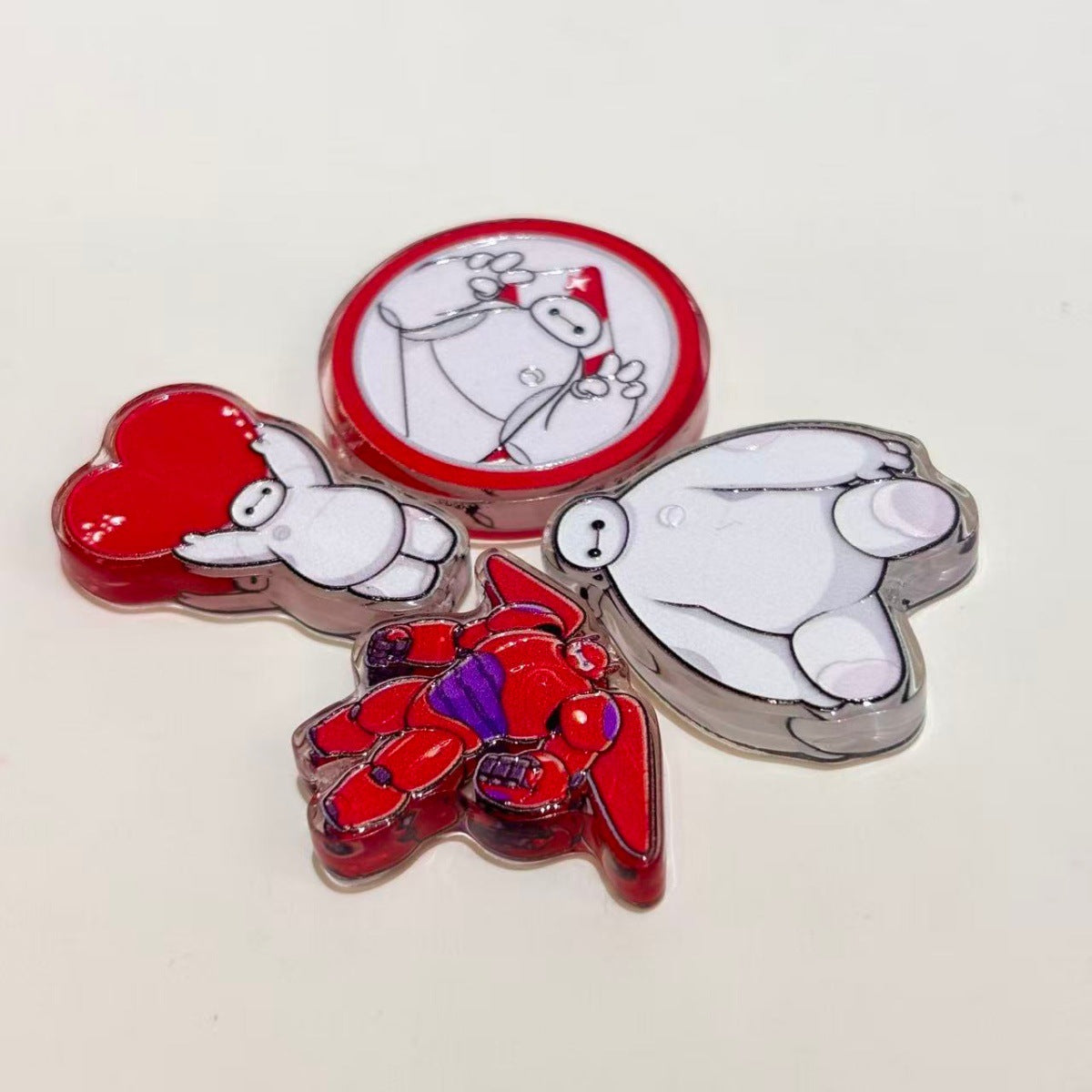 Inflatable Care Robot Acrylic Focal Beads, Red Battle Armor & Hugging Heart Beads for DIY Beadable Pens & Keychains