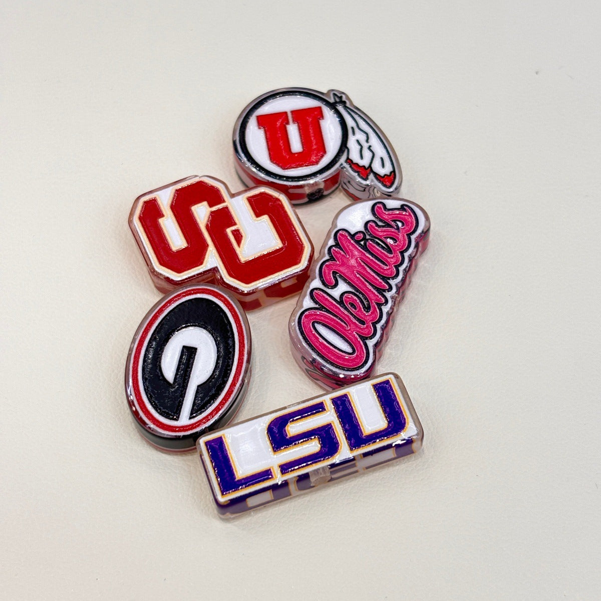 College Sports Game Day Acrylic Focal Beads, Varsity Mascot Initial & Team Pride Letters for DIY Beadable Pens & Keychains