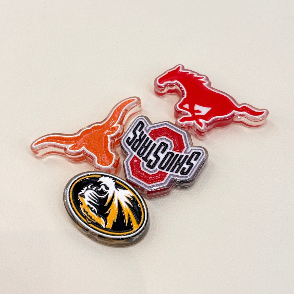 College Sports Mascot Acrylic Focal Beads, Game Day Longhorn & Running Pony Beads for DIY Beadable Pens & Keychains