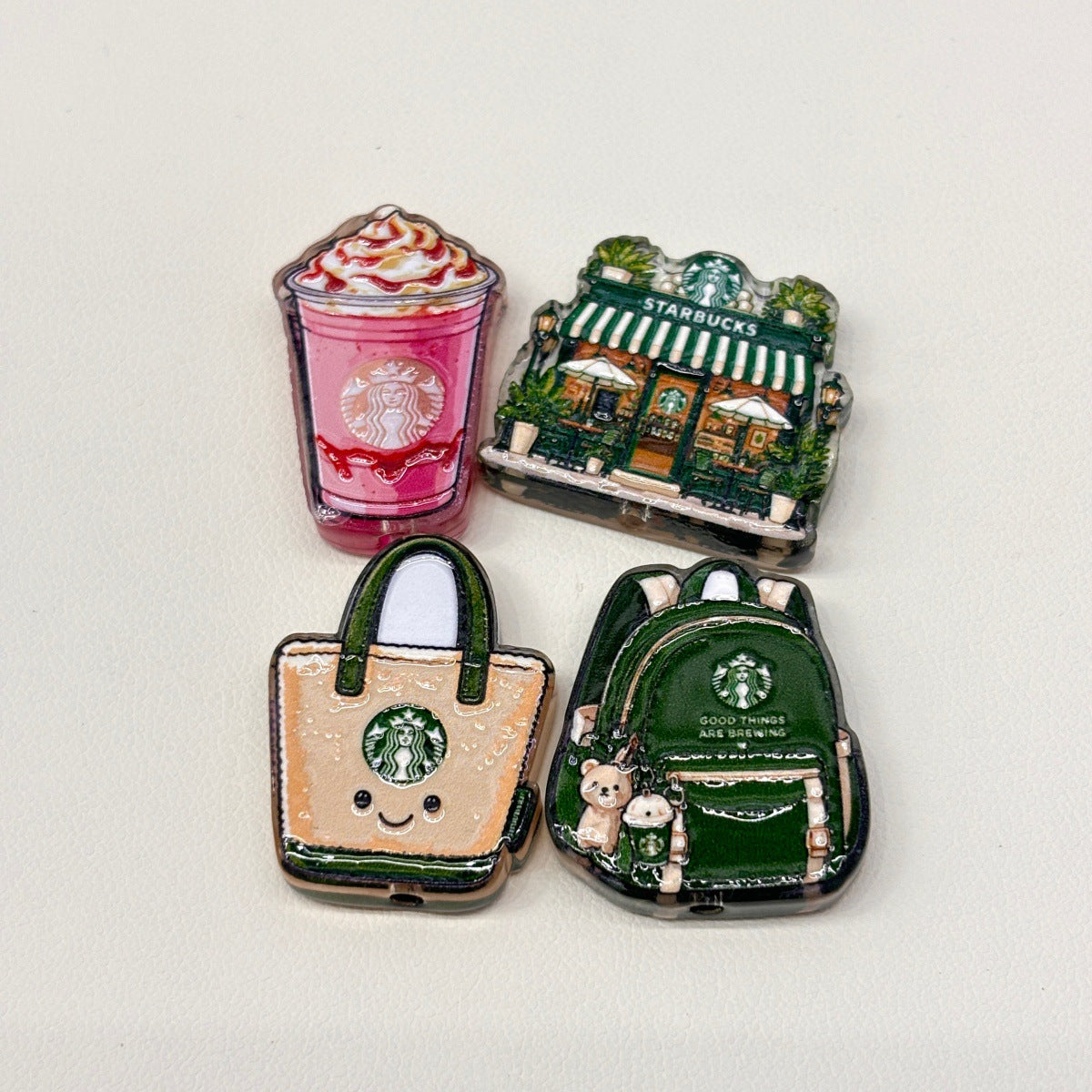 Cozy Café Lifestyle Acrylic Focal Beads, Coffee Shop Storefront & Espresso Machine Beads for DIY Beadable Pens & Keychains