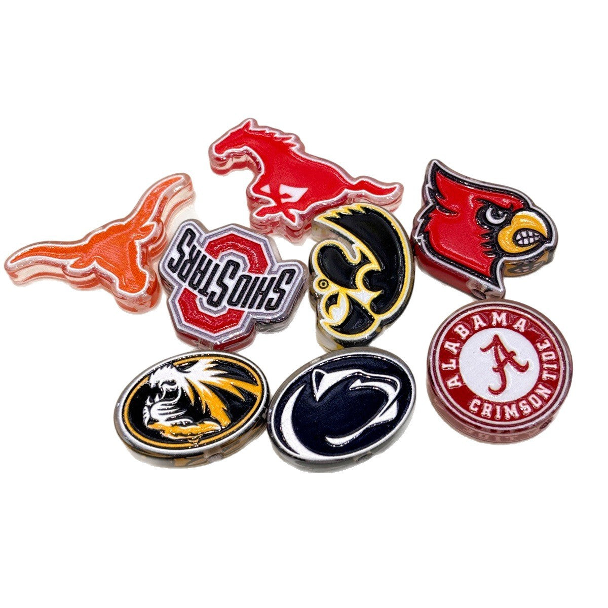 College Sports Mascot Acrylic Focal Beads, Game Day Longhorn & Running Pony Beads for DIY Beadable Pens & Keychains
