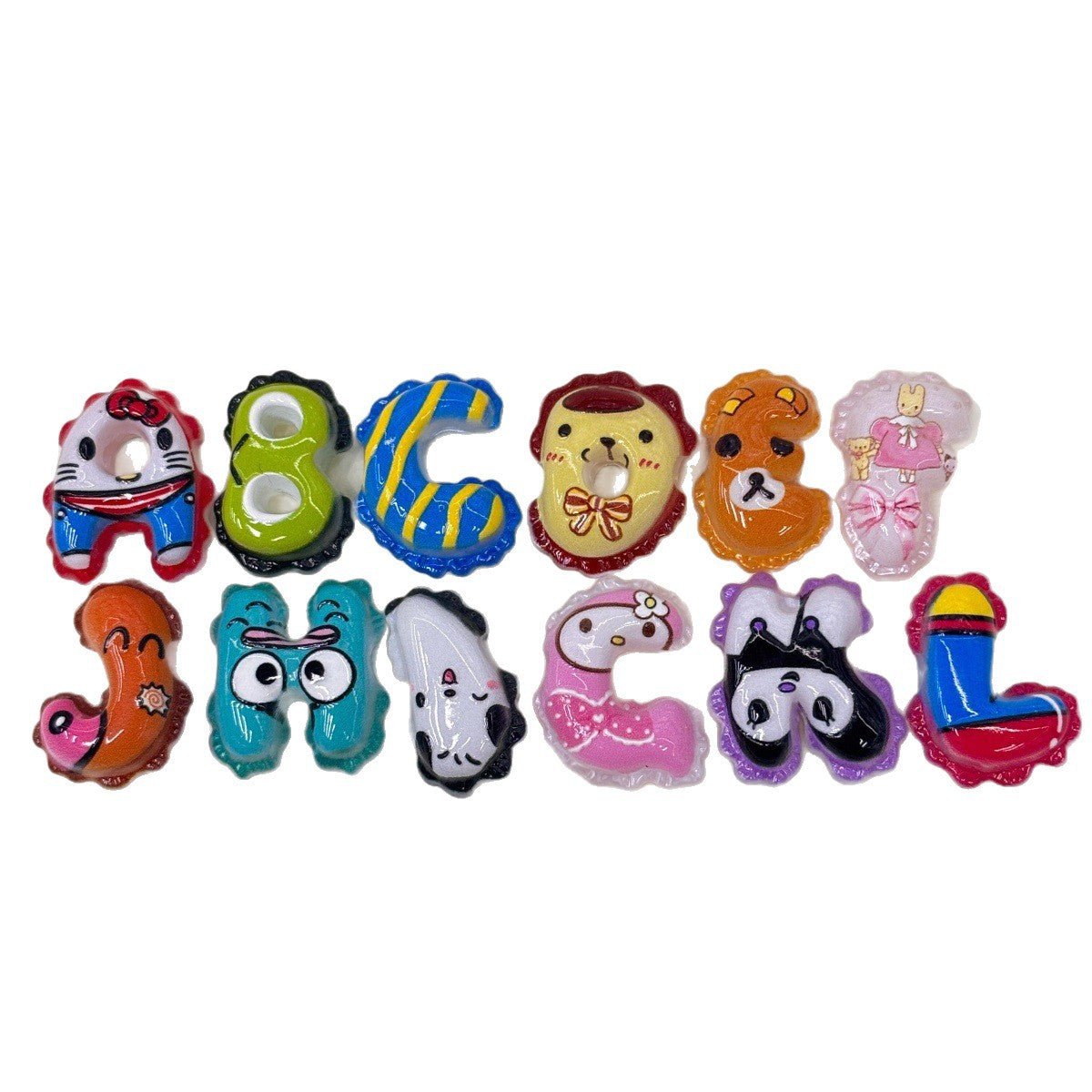Kawaii Mascot Alphabet Acrylic Focal Beads, A-Z Puffy Balloon Initial Beads for DIY Beadable Pens, Keychains & Name Bracelets