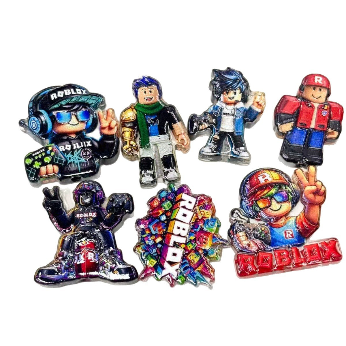 Sandbox Block Gamer Acrylic Focal Beads, Metaverse Pixel Adventurer & Headset Boy Beads for DIY Beadable Pens & Keychains