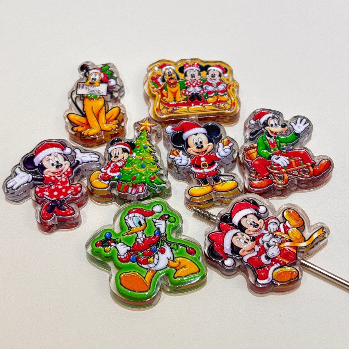 Magical Mouse Christmas Acrylic Focal Beads, Retro Holiday Pals & Santa Sleigh Beads for DIY Beadable Pens & Keychains
