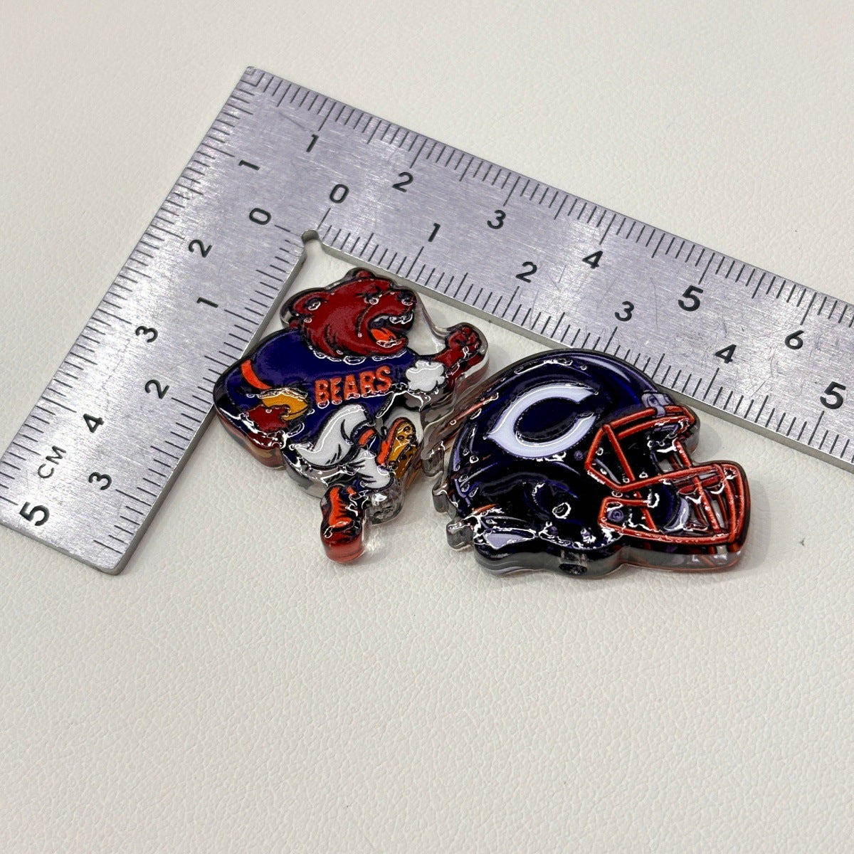 Navy & Orange Football Mascot Acrylic Focal Beads, Windy City Bear & Touchdown Beads for DIY Beadable Pens & Keychains