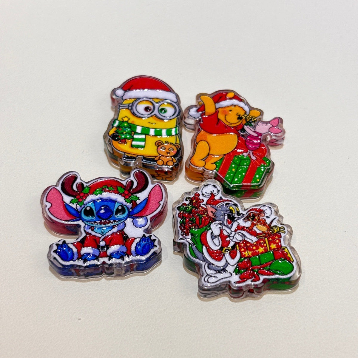Holiday Cartoon Friends Acrylic Focal Beads, Christmas Santa Pals & Wreath Beads for DIY Beadable Pens & Keychains