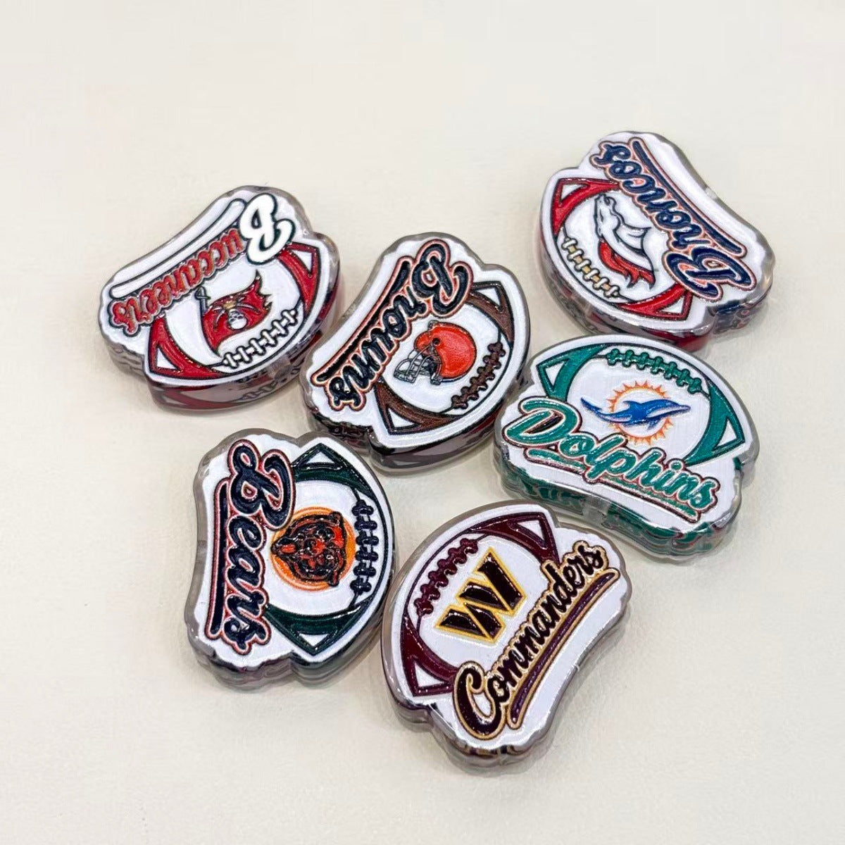 Football Game Day Script Acrylic Focal Beads, Stadium Mascot & Stitched Football Beads for DIY Beadable Pens & Keychains