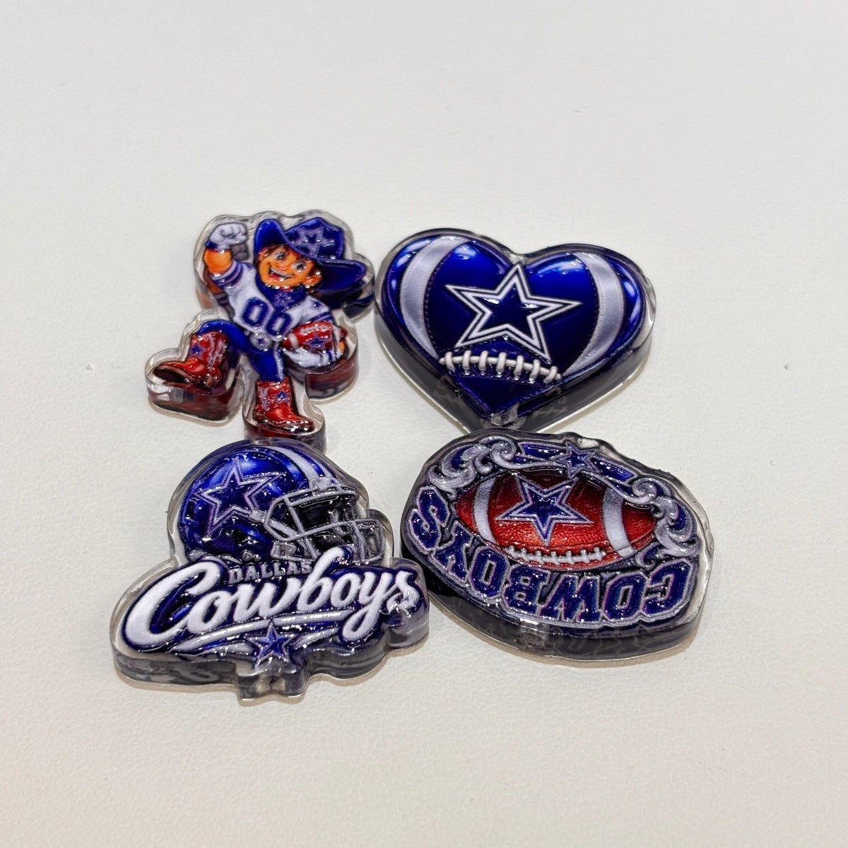 Lone Star Navy & Silver Football Acrylic Focal Beads, Western Cowboy & Jersey Beads for DIY Beadable Pens & Keychains