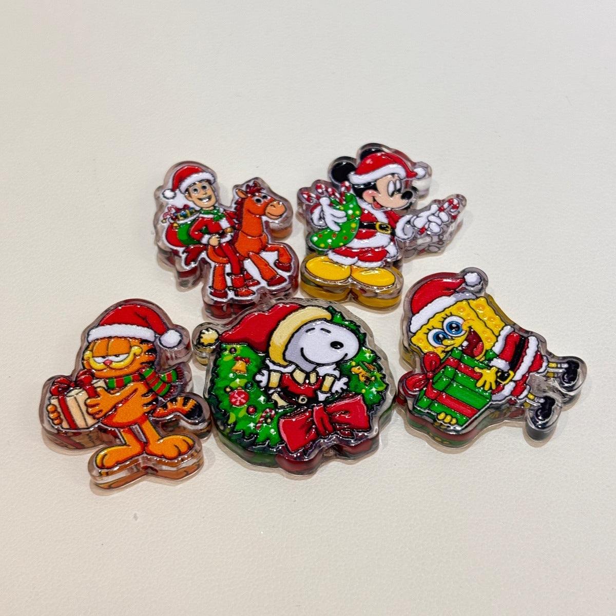 Holiday Cartoon Friends Acrylic Focal Beads, Christmas Santa Pals & Wreath Beads for DIY Beadable Pens & Keychains