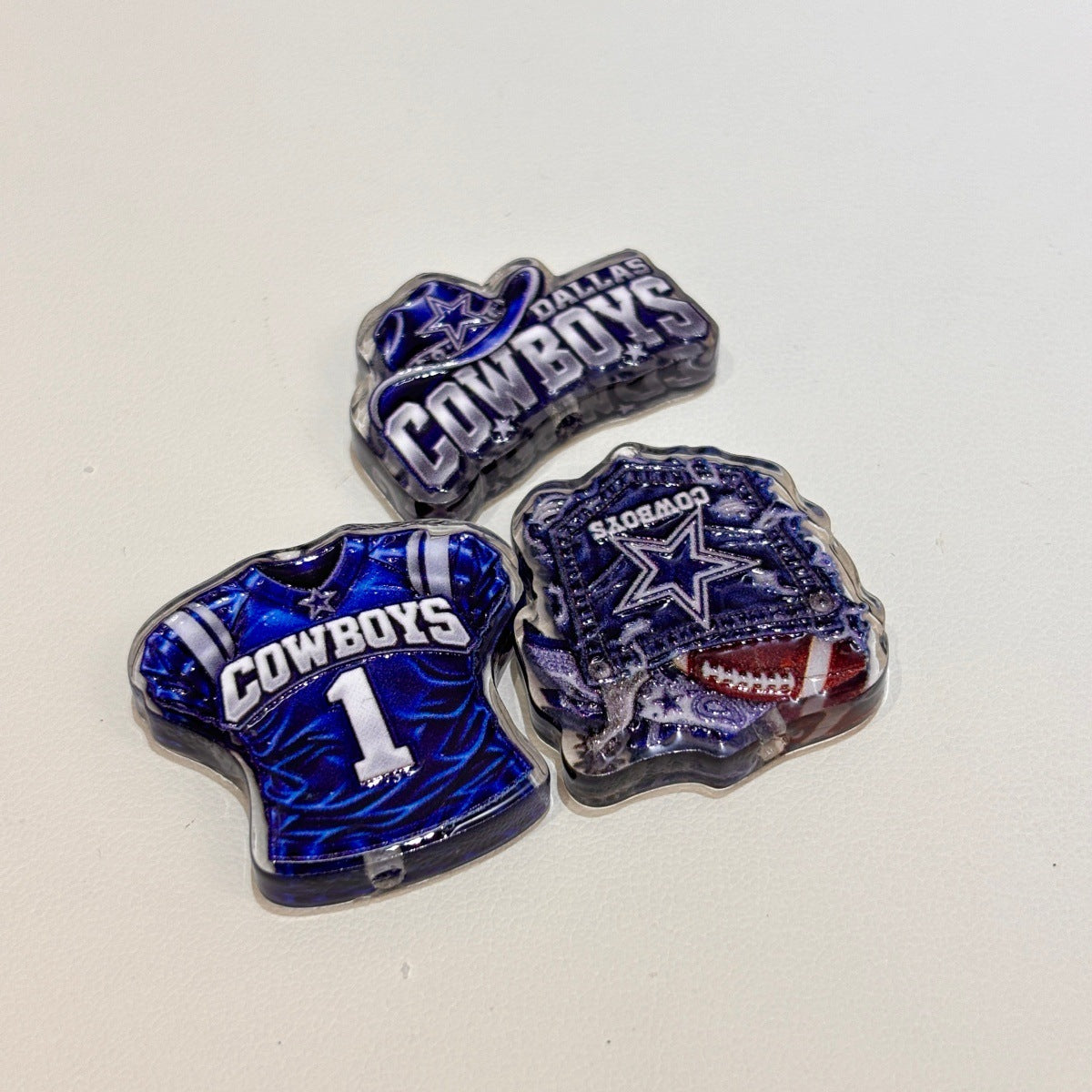 Lone Star Navy & Silver Football Acrylic Focal Beads, Western Cowboy & Jersey Beads for DIY Beadable Pens & Keychains