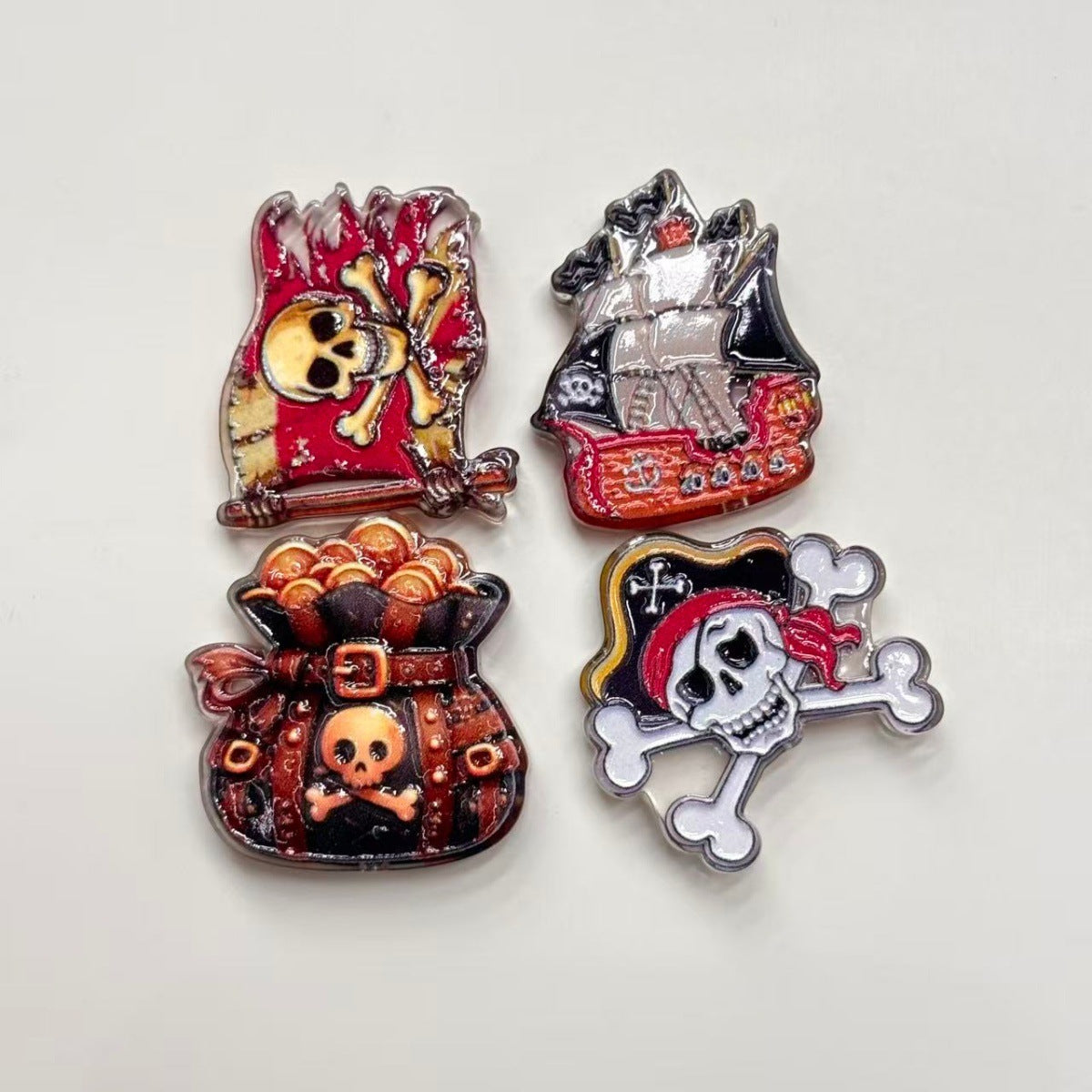 Pirate Treasure Hunt Acrylic Focal Beads, Skull Captain & Gem Chest Beads for DIY Beadable Pens & Keychains