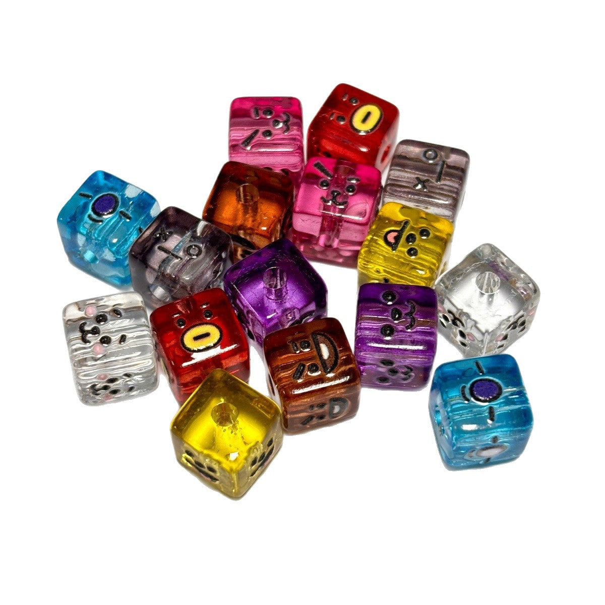 Translucent Jelly Dice Acrylic Focal Beads, 3D Crystal Emoji Cube Beads for DIY Beadable Pens & Keychains