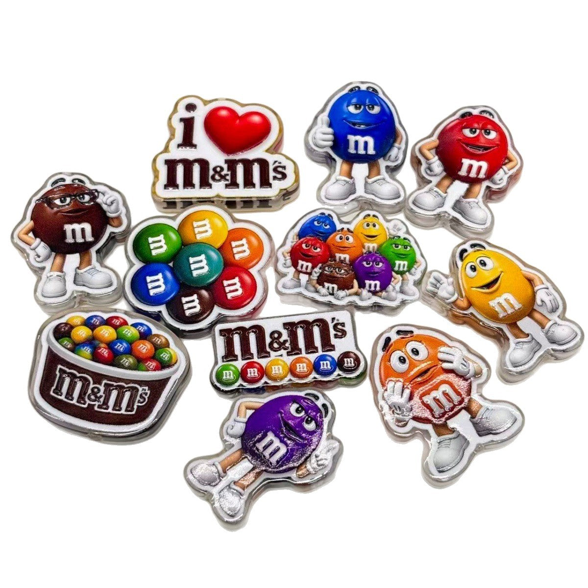 Rainbow Candy Character Acrylic Focal Beads, Sweet Chocolate Pals & Red Heart Beads for DIY Beadable Pens & Keychains