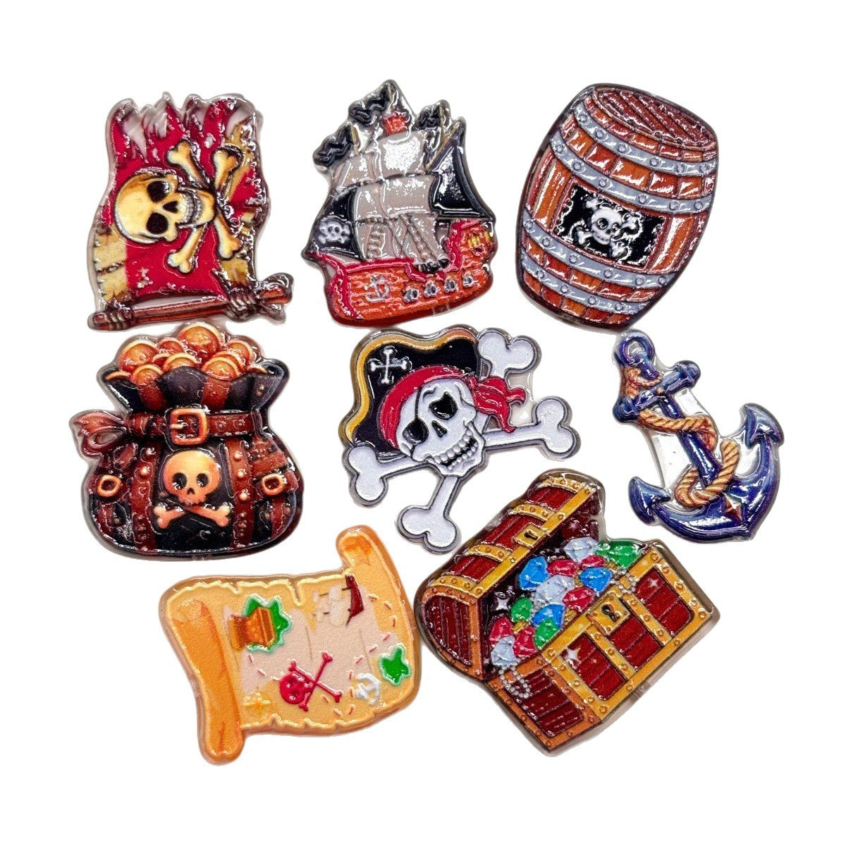 Pirate Treasure Hunt Acrylic Focal Beads, Skull Captain & Gem Chest Beads for DIY Beadable Pens & Keychains