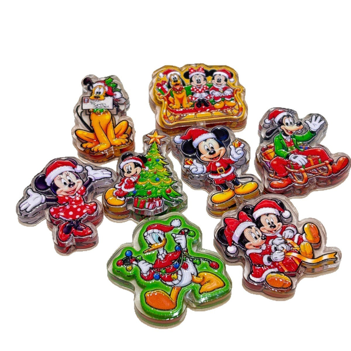 Magical Mouse Christmas Acrylic Focal Beads, Retro Holiday Pals & Santa Sleigh Beads for DIY Beadable Pens & Keychains