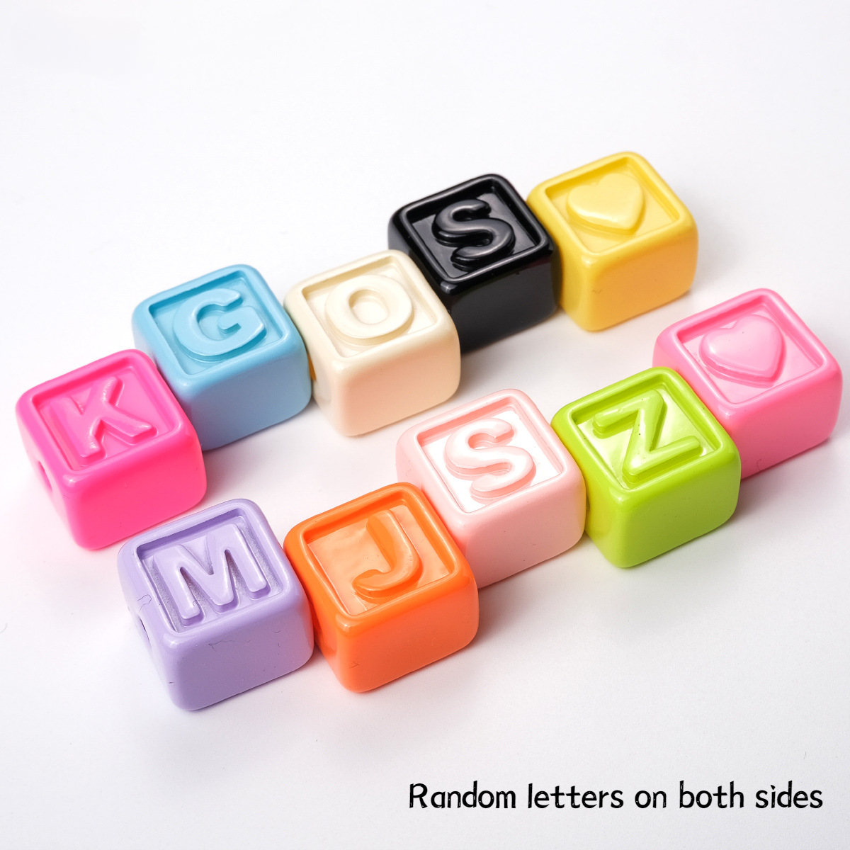 18MM Colorful Letter Block Glossy Acrylic Straight Hole Beads