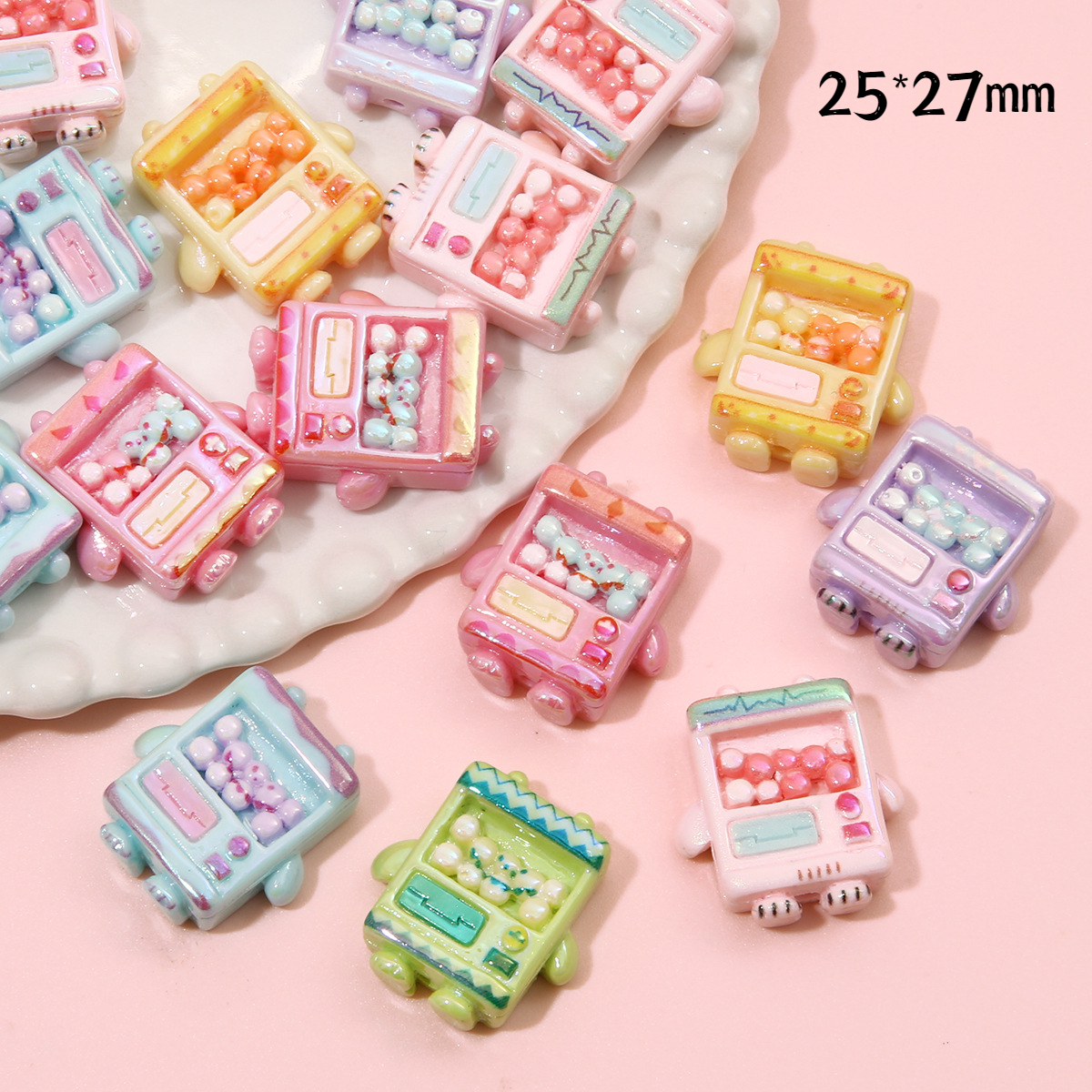 Colorful Cute Capsule Machine Acrylic Straight Hole Beads