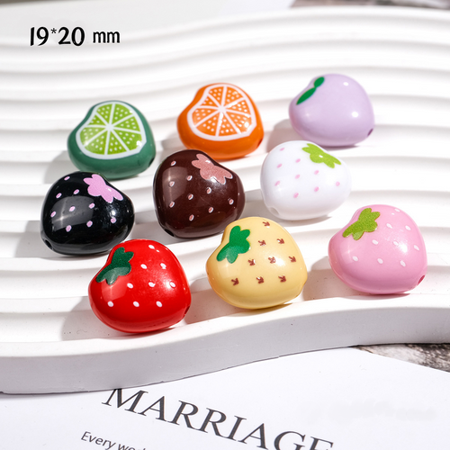 Colorful Strawberry Lemon Acrylic Straight Hole Beads