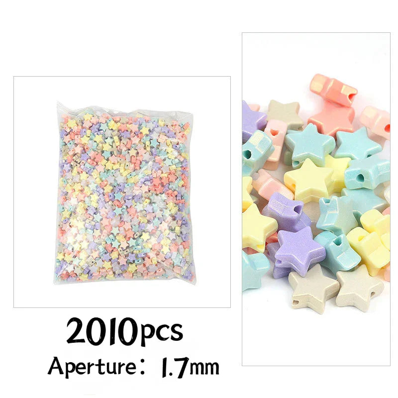 Acrylic mixed color beads plastic love five-pointed star through hole beads 500G