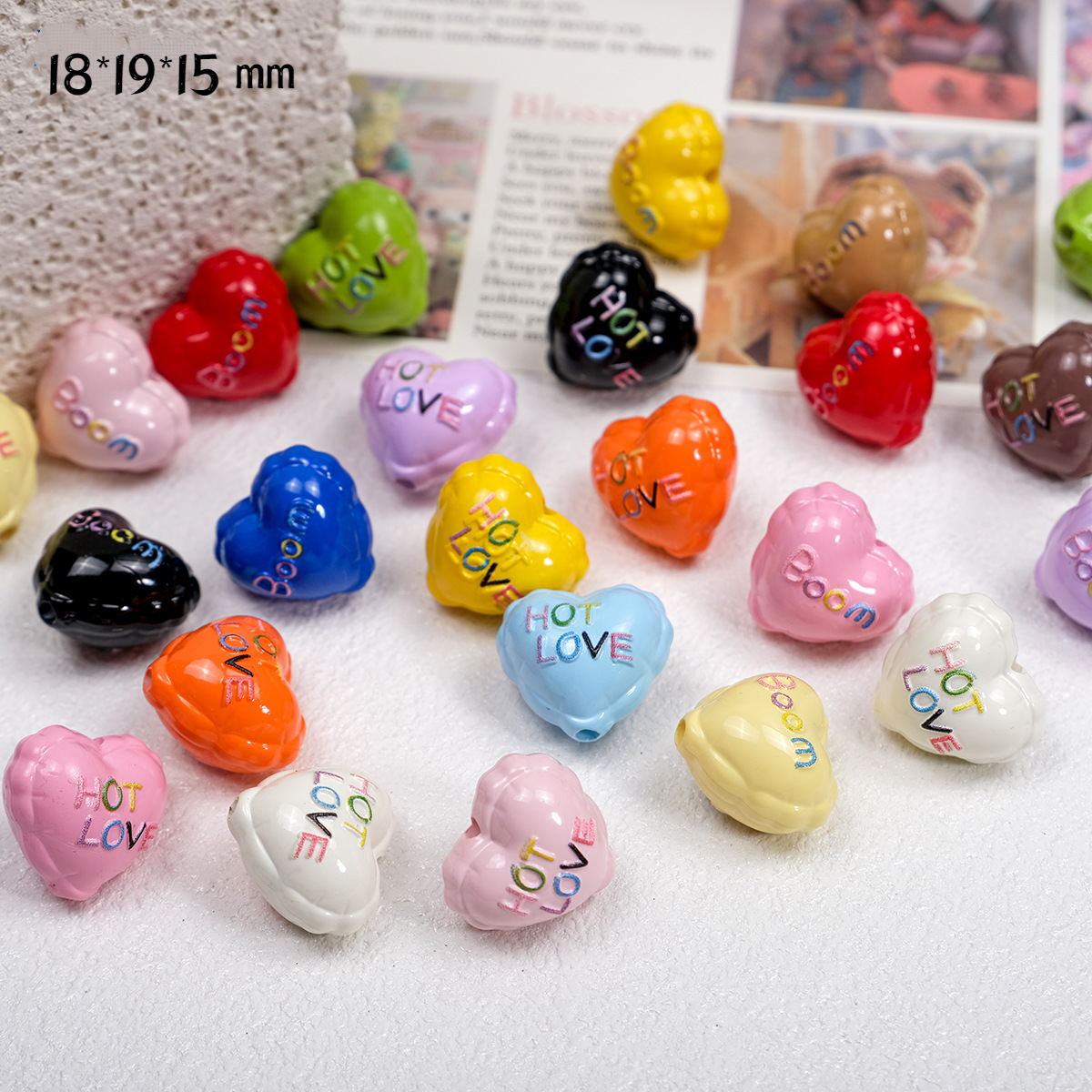 Painted Double-sided Letter Love Small Balloon Acrylic Straight Hole Beaded