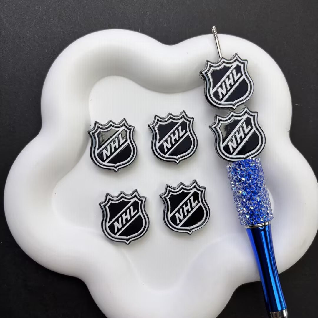 NHL Hockey Silicone Focal Beads - Acrylic Sports Team Charms for DIY Beadable Pens, Keychain Making Accessories, Pick Your Team