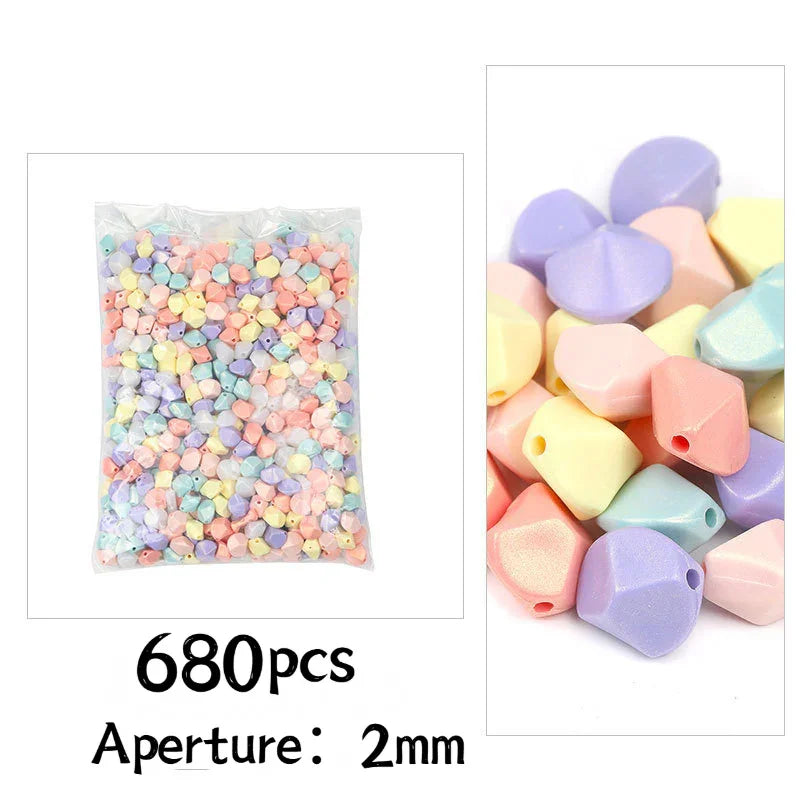 Acrylic mixed color beads plastic love five-pointed star through hole beads 500G