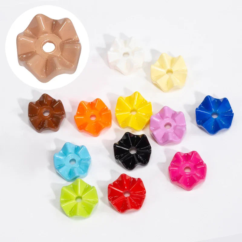 Stacking Hexagonal Tactile Paint Macaron Color Round Wave Lace Beaded Spacer