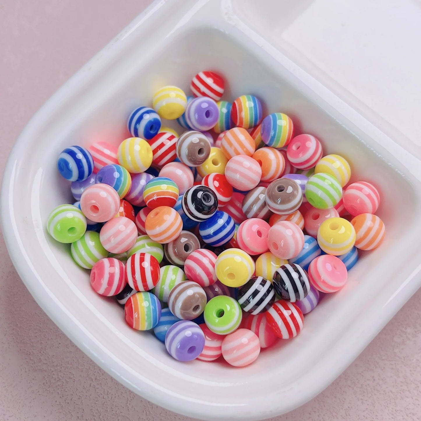 12mm Resin Candy Color Rainbow Striped Round Beads Acrylic Beads