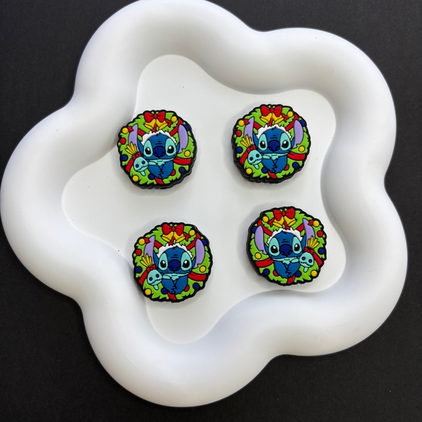 Christmas-themed Round Stitc Silicone Accent Bead