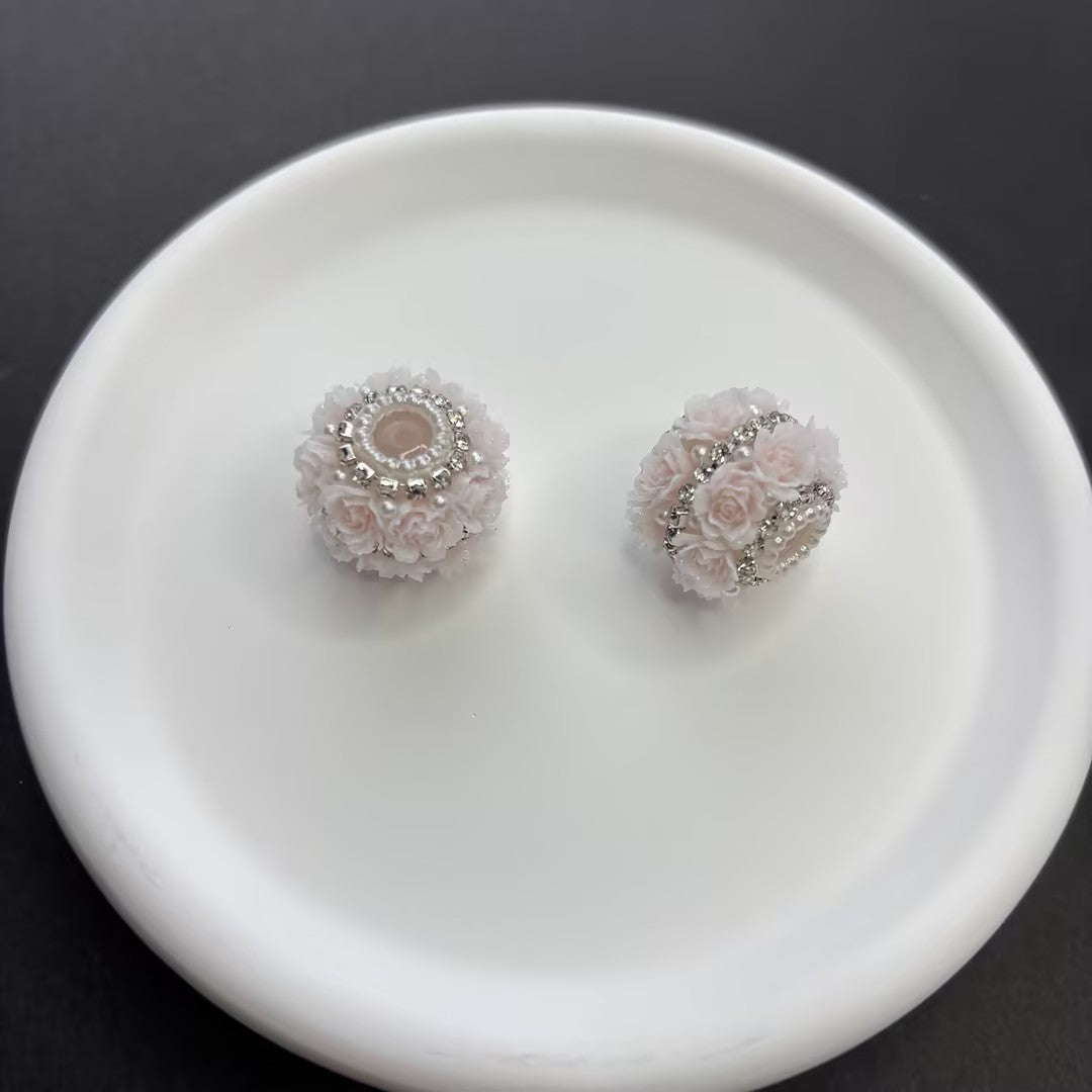 Full Diamond Flower Pearl Acrylic Beads