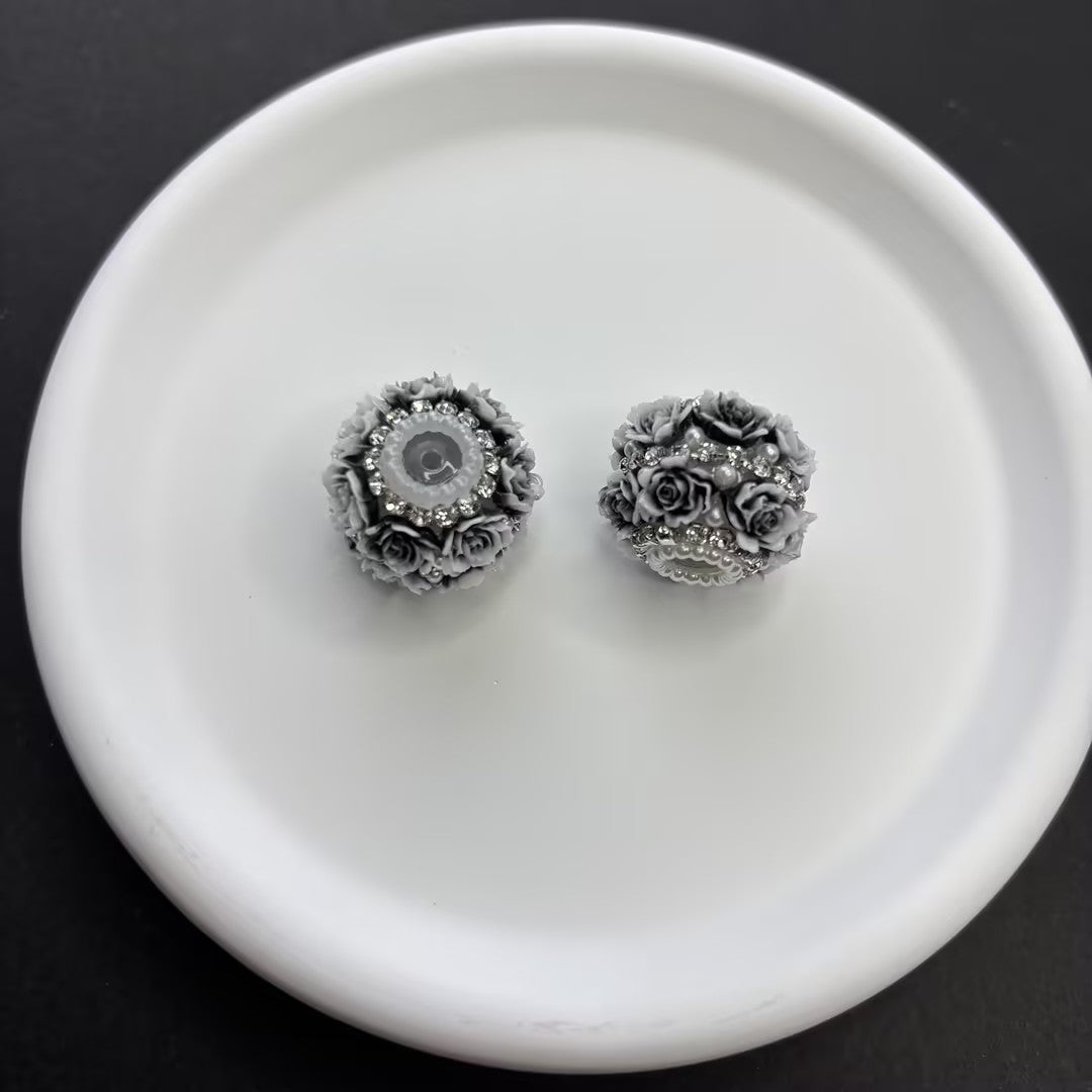 Full Diamond Flower Pearl Acrylic Beads