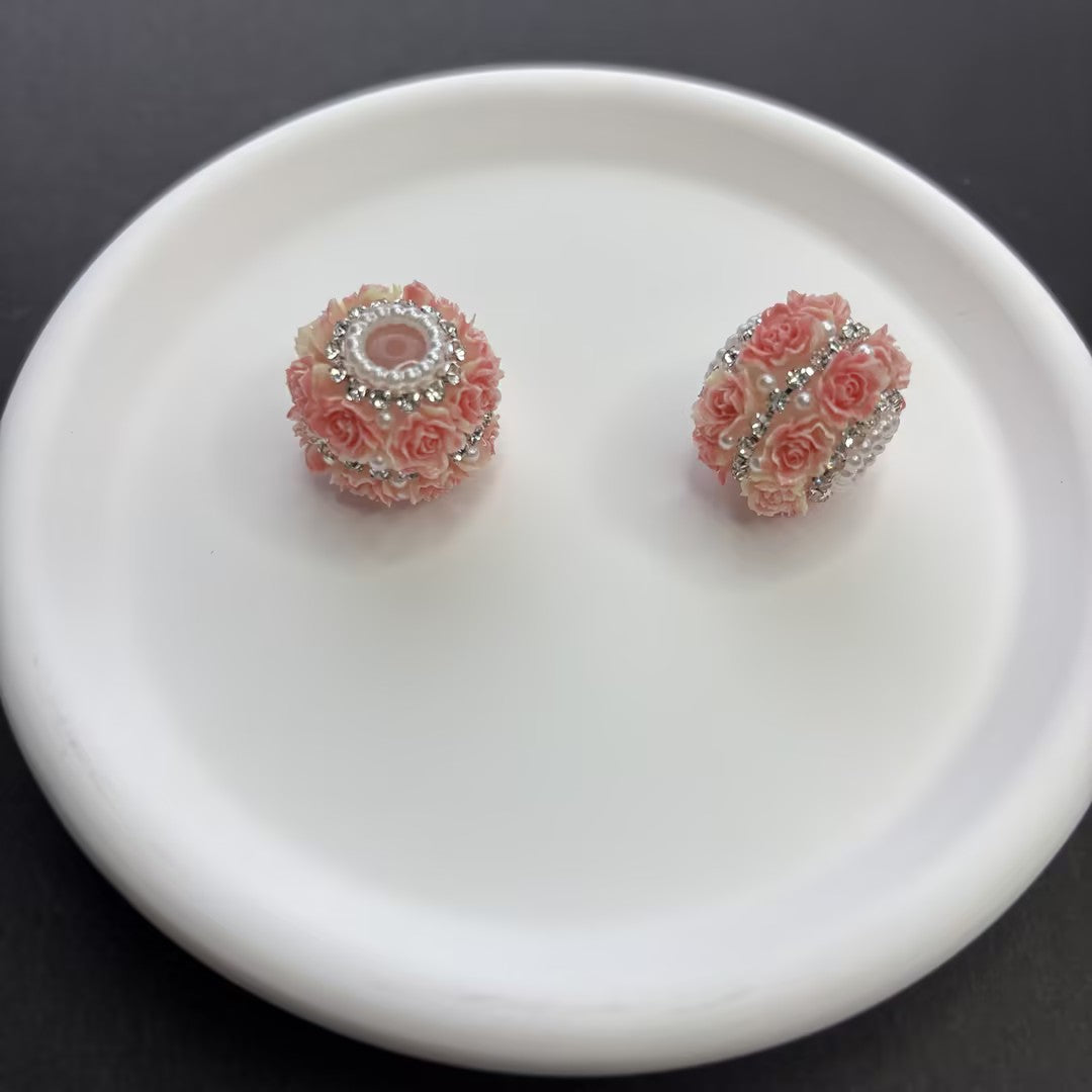 Full Diamond Flower Pearl Acrylic Beads