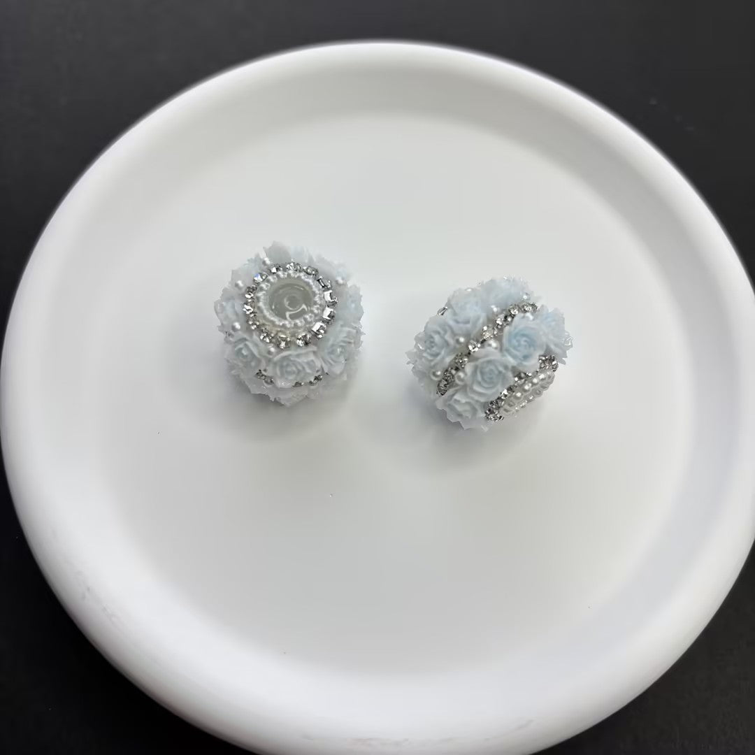 Full Diamond Flower Pearl Acrylic Beads
