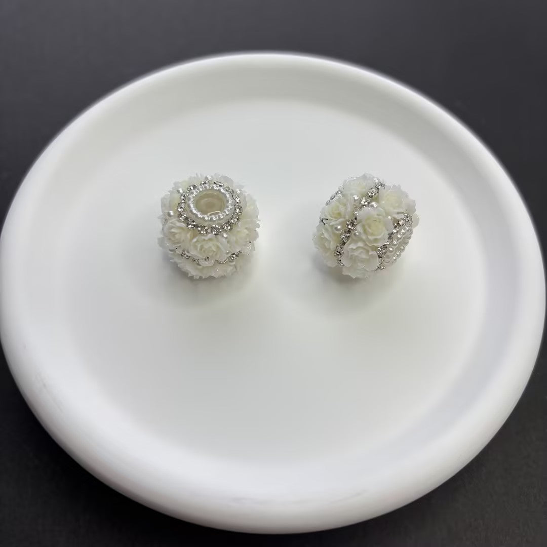Full Diamond Flower Pearl Acrylic Beads