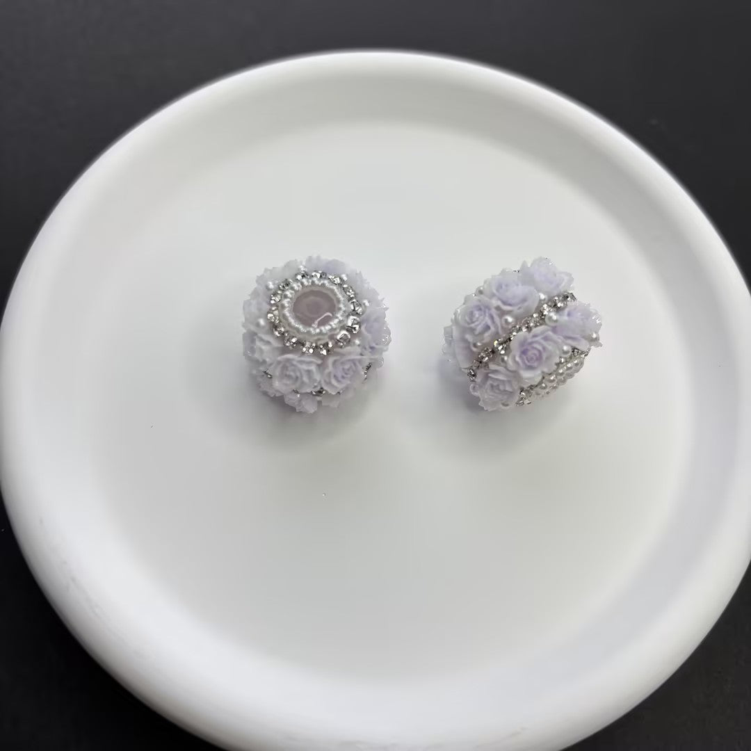 Full Diamond Flower Pearl Acrylic Beads