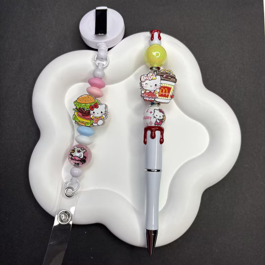 10pcs Hello Kitty x Mcdonald's Theme Silicone/Acrylic Beads for | Acrylic Bead for DIY Bracelet Keychain Jewelry Making