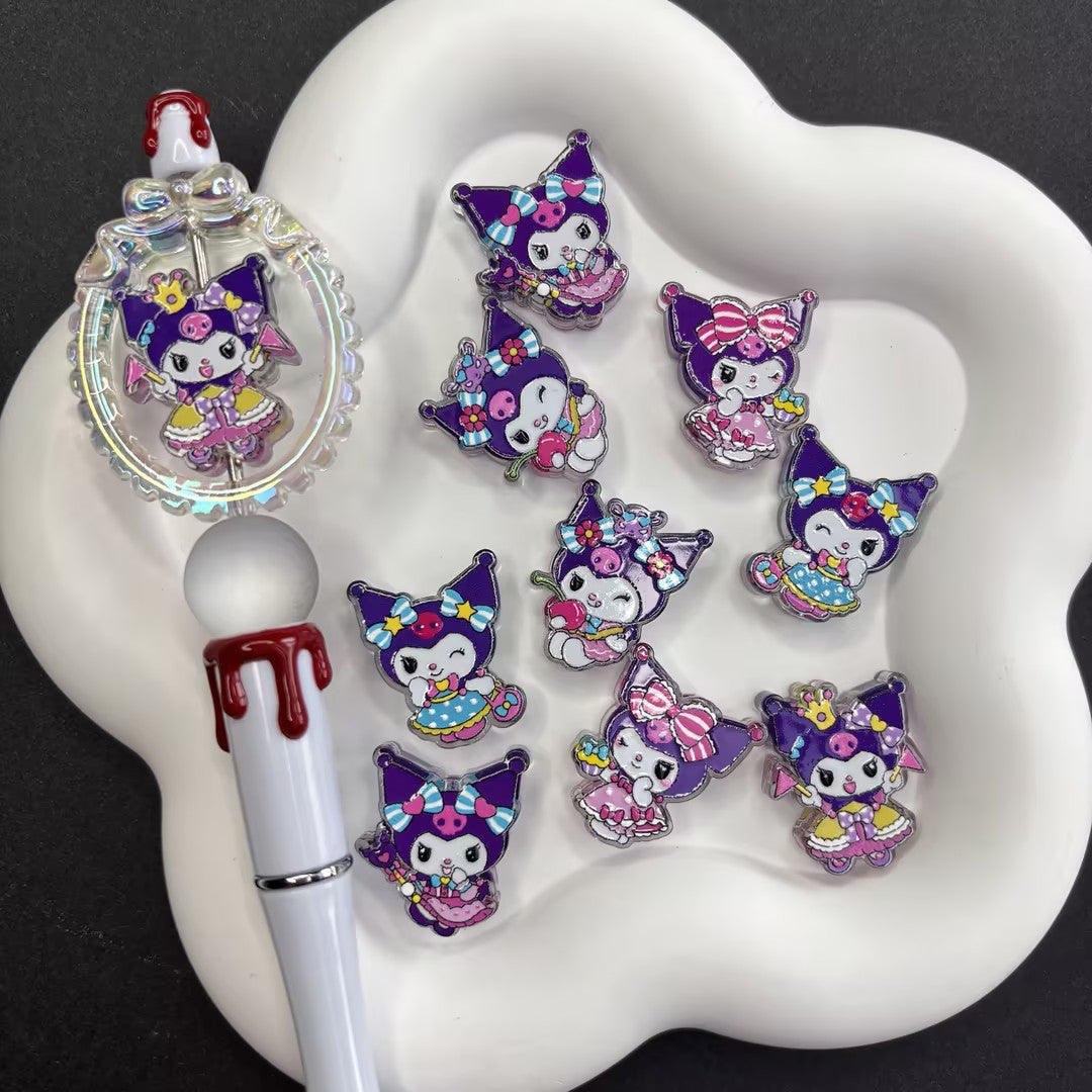 Cute Kuromi Silicone & Acrylic Shaker Focal Beads - Kawaii | Acrylic Bead for DIY Bracelet Keychain Jewelry Making
