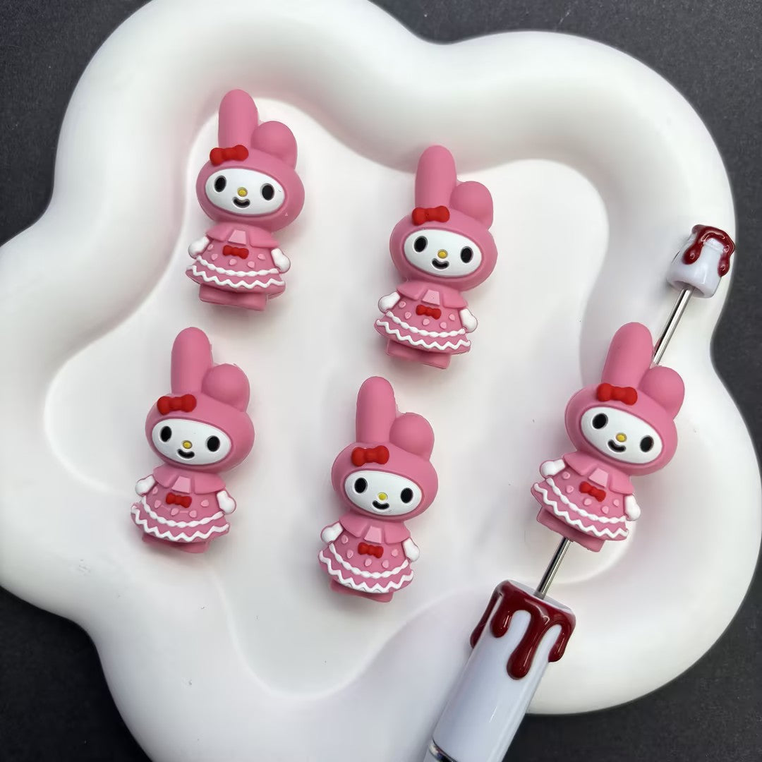 Kawaii My Melody Silicone Focal Beads β Pink Sweet Cartoon Beads for DIY | Silicone Focal Bead for DIY Keychain & Pen Wrap