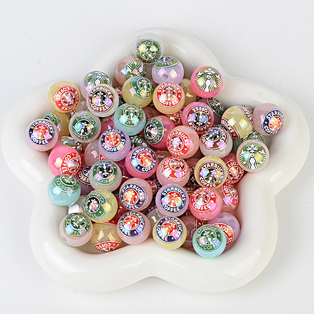 16mm Colorful Starbucks Inspired Mixed Pearl Beads - Iridescent AB | Acrylic Bead for DIY Bracelet Keychain Jewelry Making