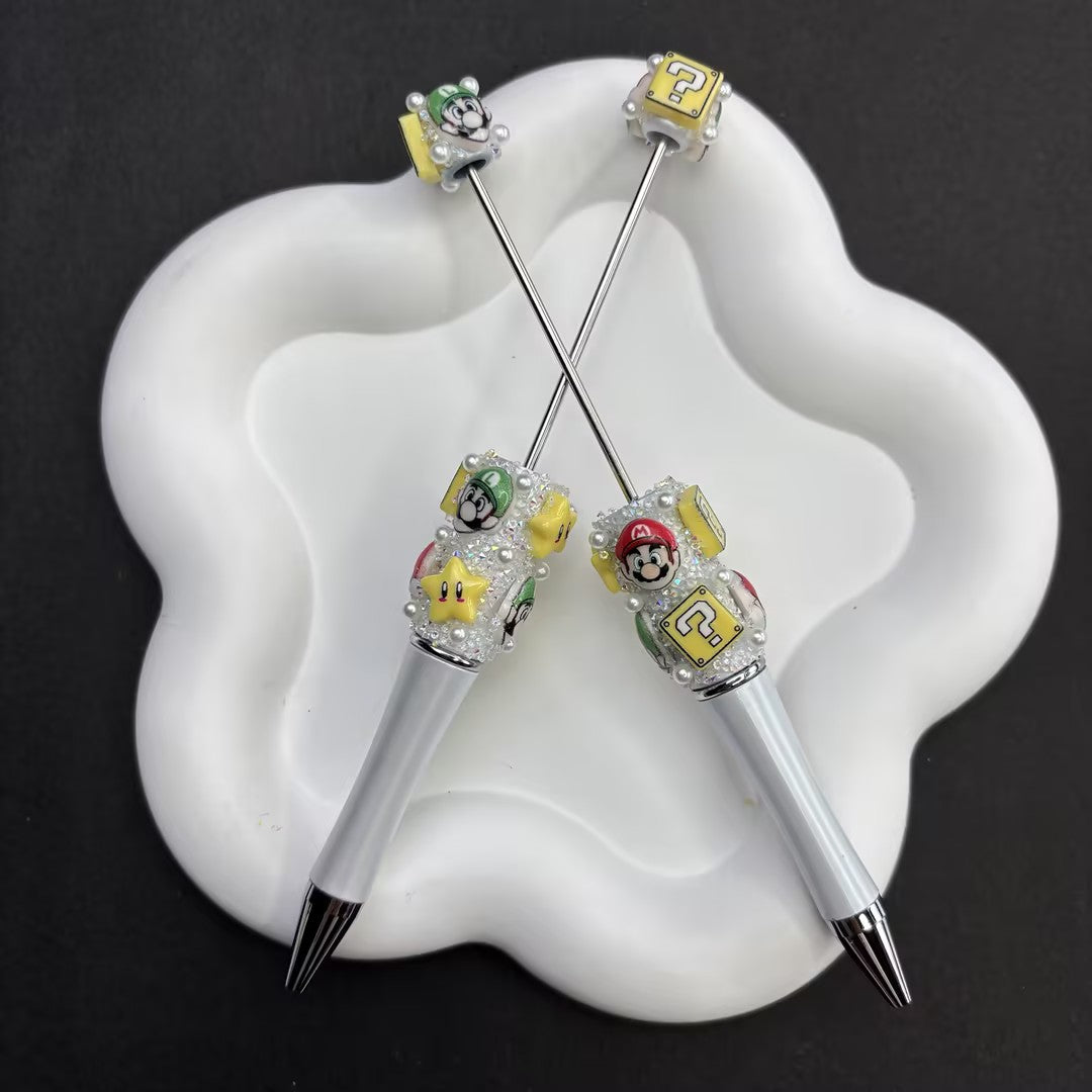 Limited Edition Mario Bros Theme Beaded Pen | DIY Beadable Pen Craft Gift Idea