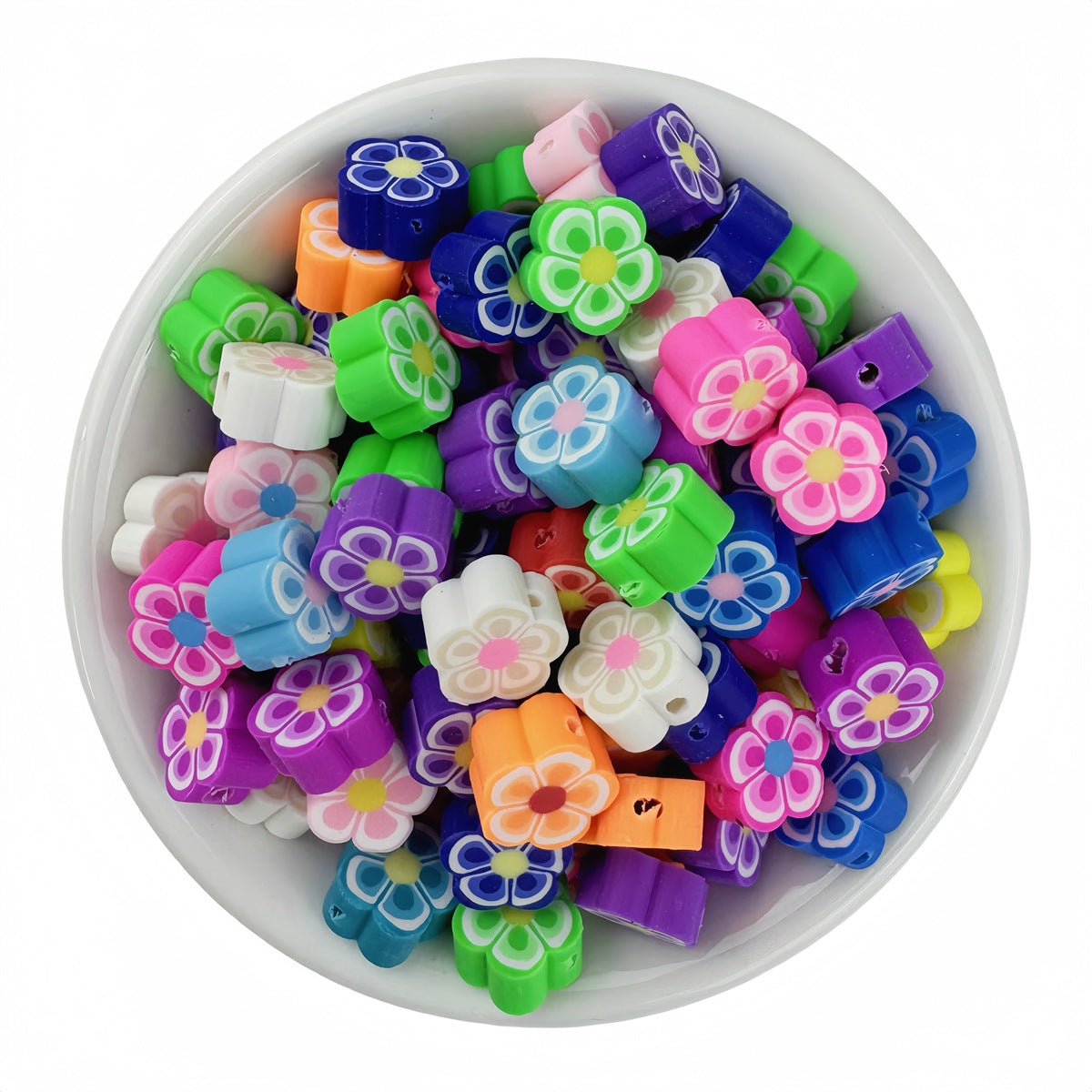 50pcs Mixed Colored Plum Blossom Polymer Clay Beads - 10mm | Clay Bead for DIY Bracelet Keychain & Boho Jewelry